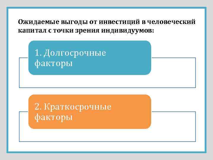 Ожидаемая выгода. Ожидаемые преимущества. Человеческий капитал краткосрочный рост. Инвестиции какая выгода. Инвестирование в человеческий капитал.