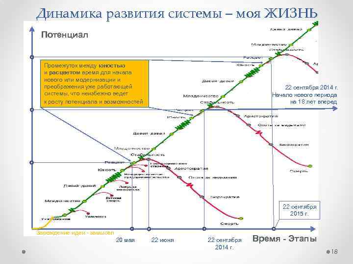 Динамика развития системы – моя ЖИЗНЬ Потенциал Промежуток между юностью и расцветом время для