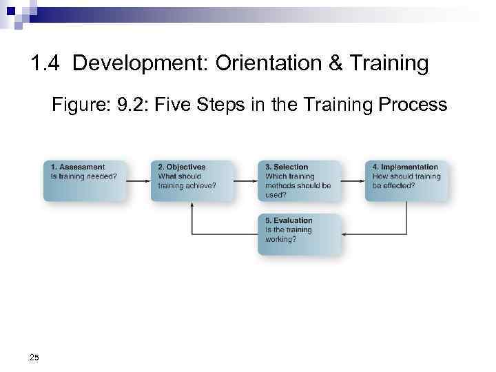 1. 4 Development: Orientation & Training Figure: 9. 2: Five Steps in the Training