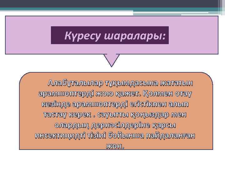 Күресу шаралары: Алабұталылар тұқымдасына жататын арамшөптерді жою қажет. Қолмен отау кезінде арамшөптерді егістікпен алып