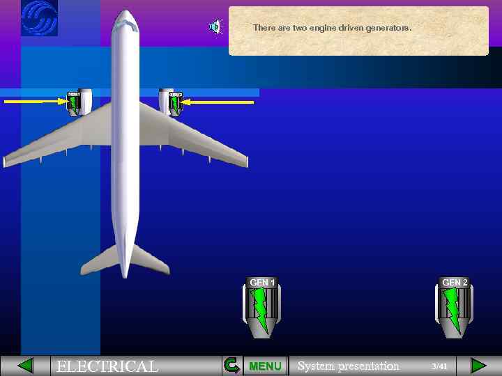 There are two engine driven generators. GEN 1 GEN 2 GEN 1 ELECTRICAL MENU