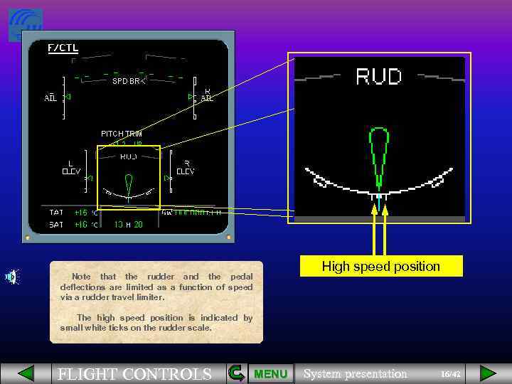 High speed position Note that the rudder and the pedal deflections are limited as