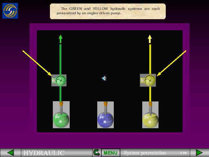 The GREEN and YELLOW hydraulic systems are each pressurized by an engine driven pump.