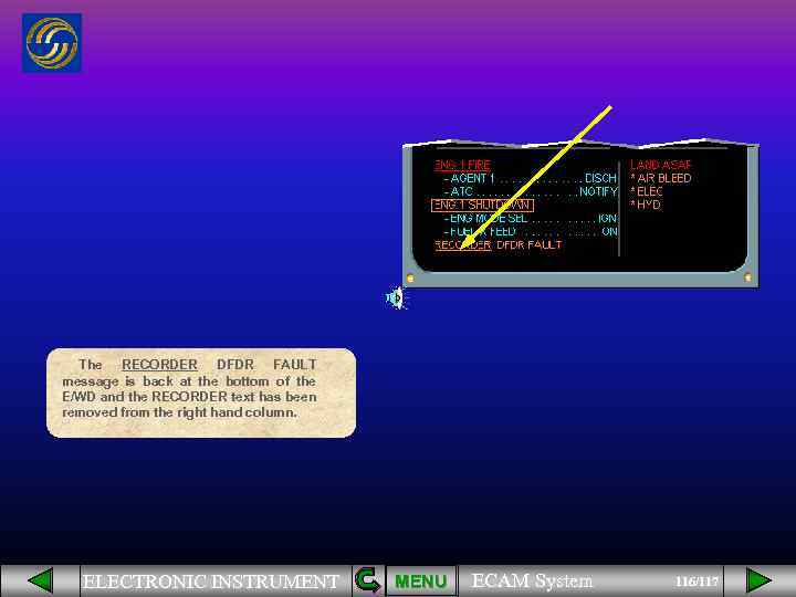 The RECORDER DFDR FAULT message is back at the bottom of the E/WD and