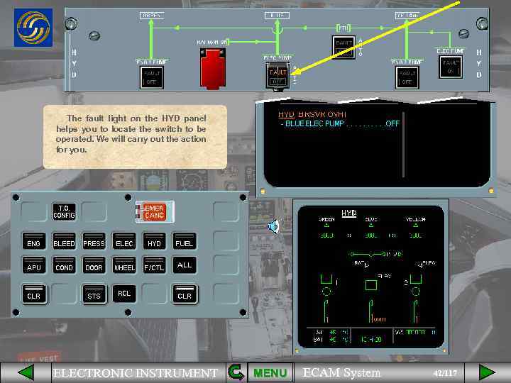 The fault light on the HYD panel helps you to locate the switch to