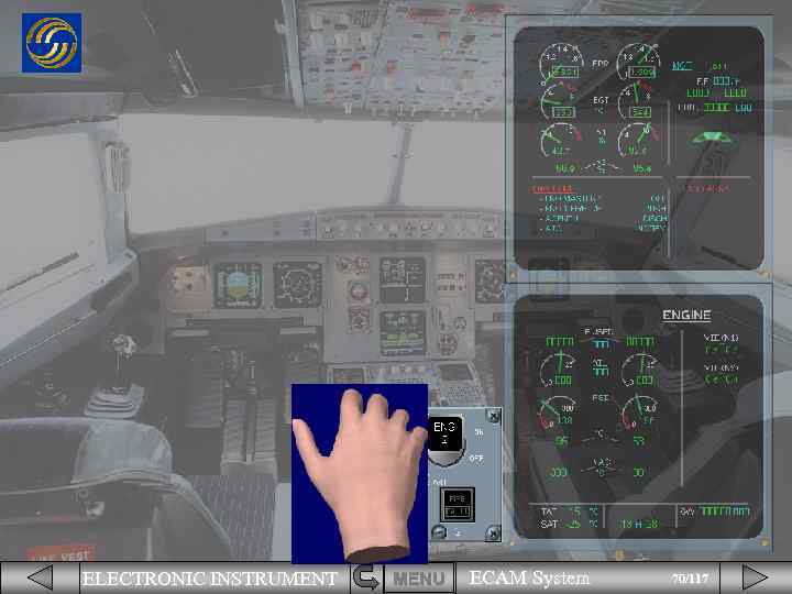 ELECTRONIC INSTRUMENT MENU ECAM System 70/117 