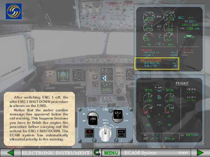 After switching ENG 1 off, the after ENG 1 SHUT DOWN procedure is shown