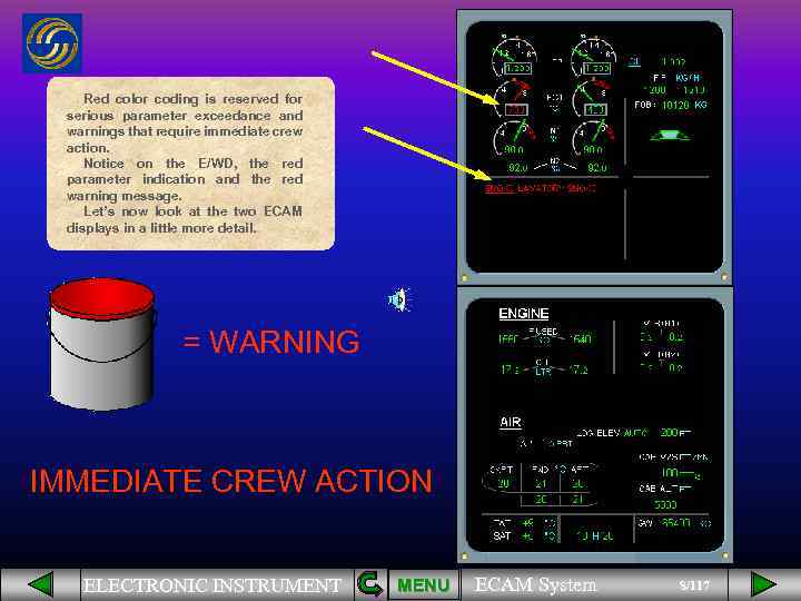 Red color coding is reserved for serious parameter exceedance and warnings that require immediate