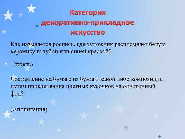 Категория декоративно-прикладное искусство Как называется роспись, где художник расписывает белую керамику голубой или синей
