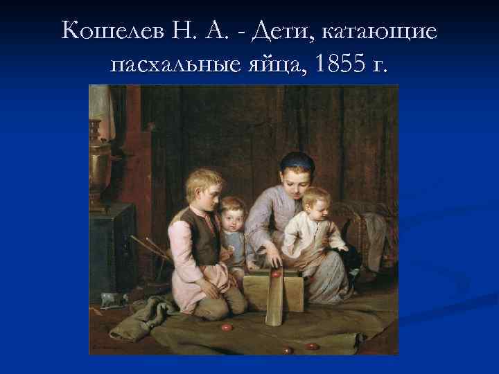 Кошелев Н. А. - Дети, катающие пасхальные яйца, 1855 г. 