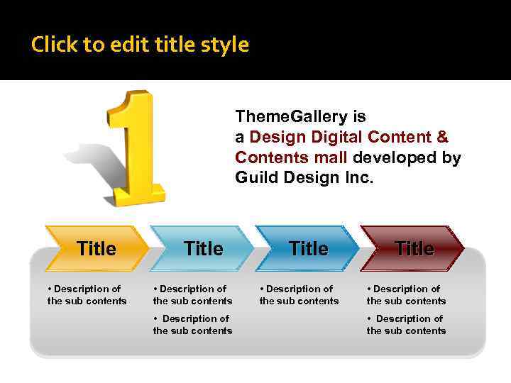 Click to edit title style Theme. Gallery is a Design Digital Content & Contents