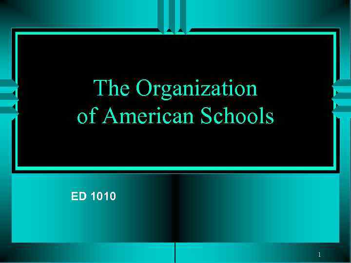 The Organization of American Schools ED 1010 1 