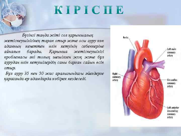 Бүгінгі таңда жіті сол қарыншалық жетіспеушілігікең тарап отыр және осы ауру көп адамның кенеттен