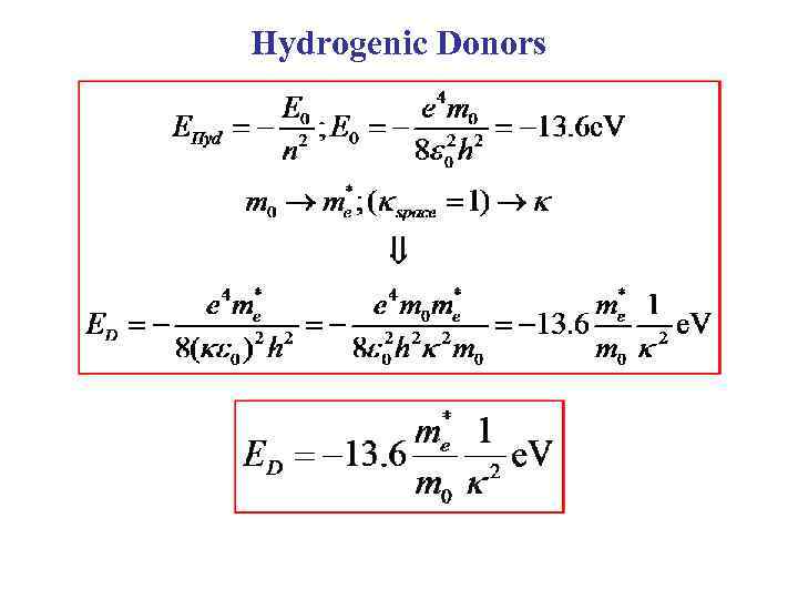 Hydrogenic Donors 
