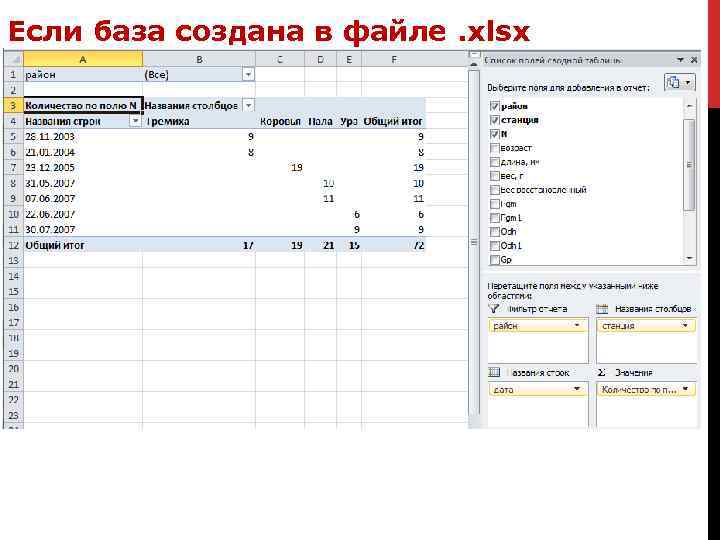 Если база создана в файле. xlsx 