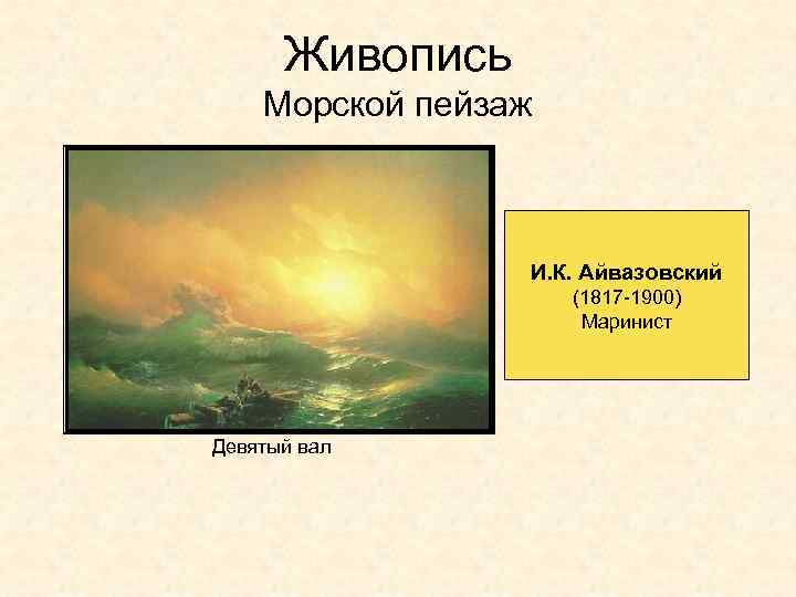 Живопись Морской пейзаж И. К. Айвазовский (1817 -1900) Маринист Девятый вал 