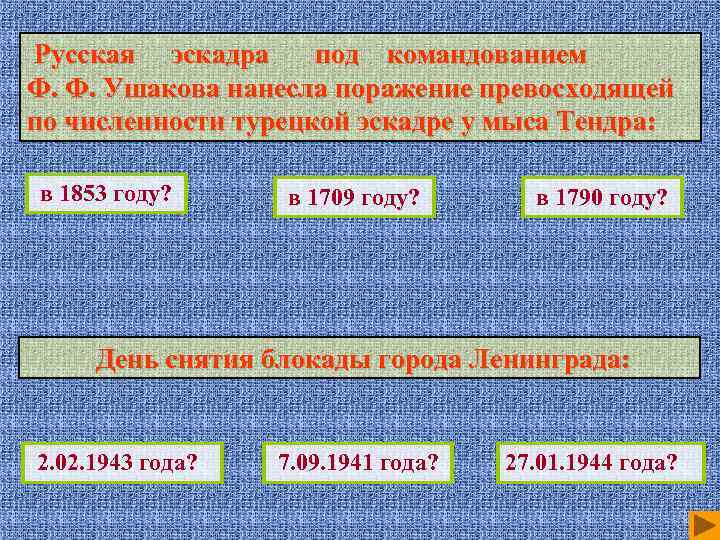 Русская эскадра под командованием Ф. Ф. Ушакова нанесла поражение превосходящей по численности турецкой эскадре