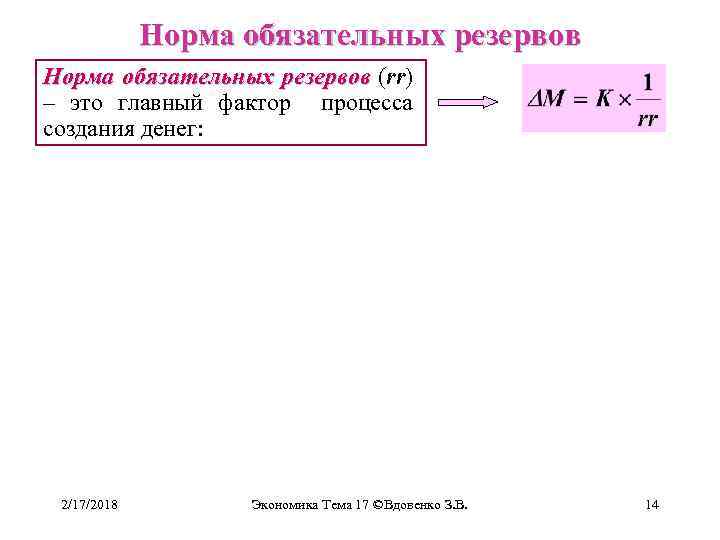 Норма обязательных резервов коммерческих