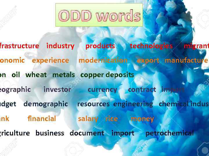 ODD words frastructure industry products technologies migrant onomic experience modernization export manufacture on oil