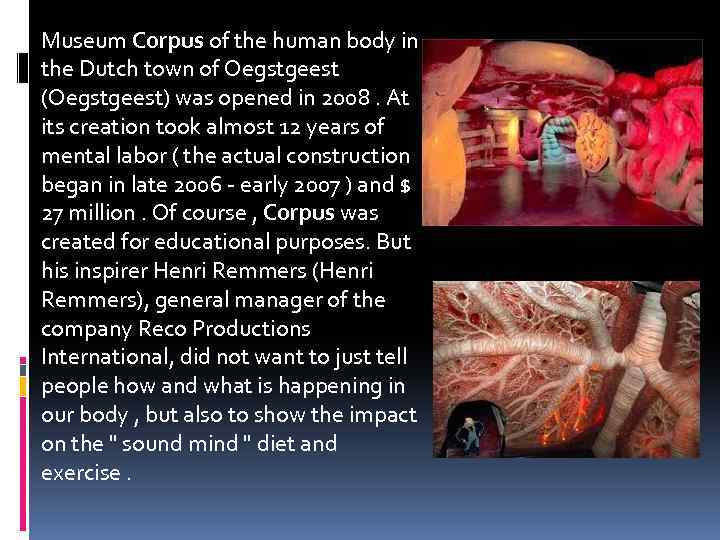 Museum Corpus of the human body in the Dutch town of Oegstgeest (Oegstgeest) was