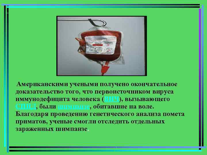 Американскими учеными получено окончательное доказательство того, что первоисточником вируса иммунодефицита человека (ВИЧ), вызывающего СПИД,
