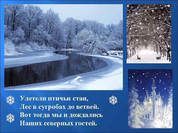 Улетели птичьи стаи, Лес в сугробах до ветвей. Вот тогда мы и дождались Наших