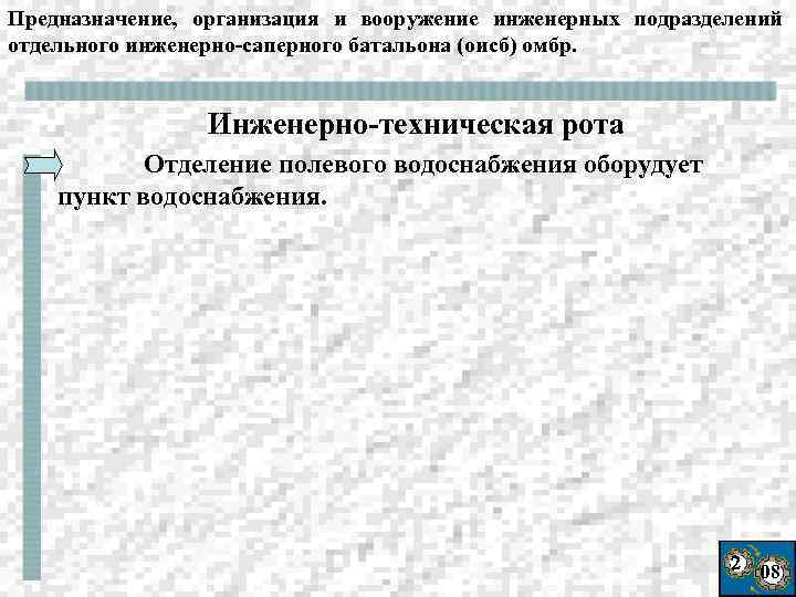 Предназначение, организация и вооружение инженерных подразделений отдельного инженерно-саперного батальона (оисб) омбр. Инженерно-техническая рота Отделение