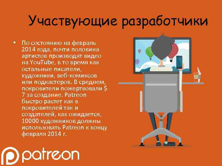 Участвующие разработчики • По состоянию на февраль 2014 года, почти половина артистов производят видео