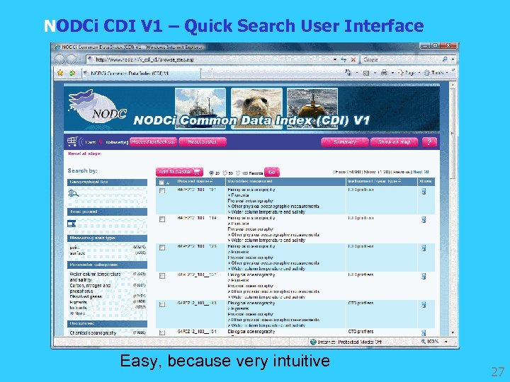 NODCi CDI V 1 – Quick Search User Interface Easy, because very intuitive 27