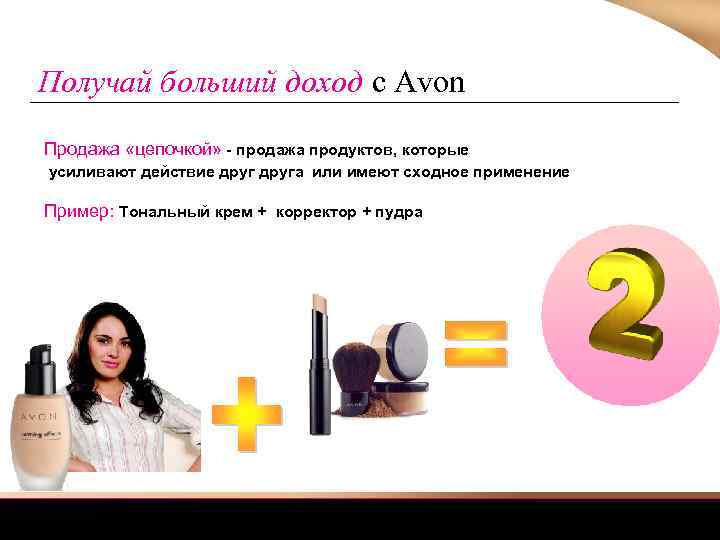 Получай больший доход с Avon Продажа «цепочкой» - продажа продуктов, которые усиливают действие друга