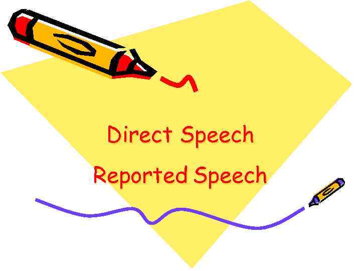 Direct Speech Reported Speech 