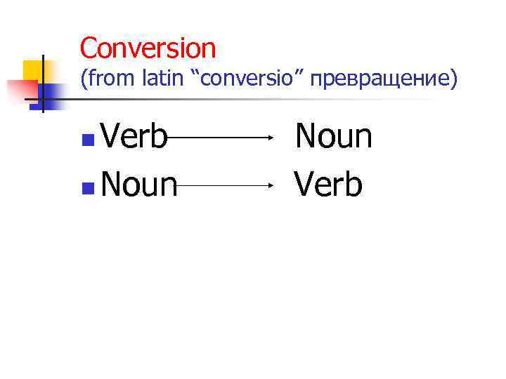 Conversion (from latin “conversio” превращение) Verb n Noun Verb 