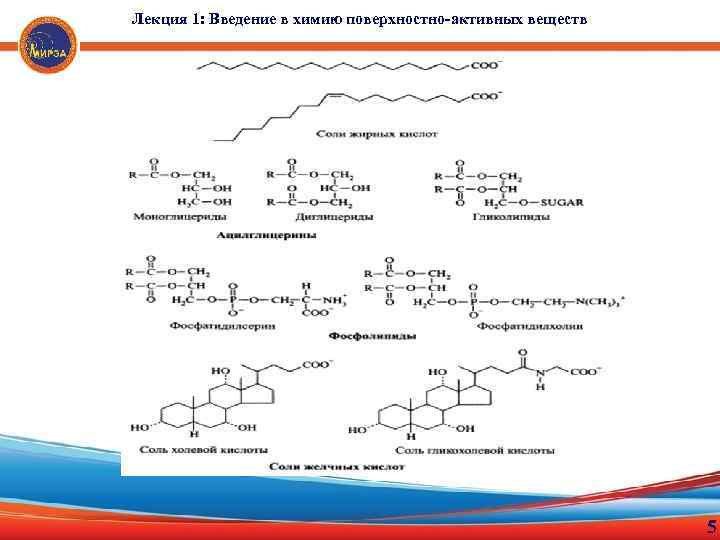 Лекция 1: Введение в химию поверхностно-активных веществ 5 