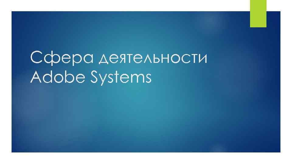 Сфера деятельности Adobe Systems 