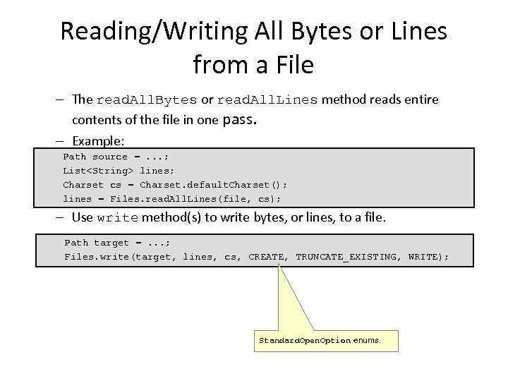 Reading/Writing All Bytes or Lines from a File – The read. All. Bytes or