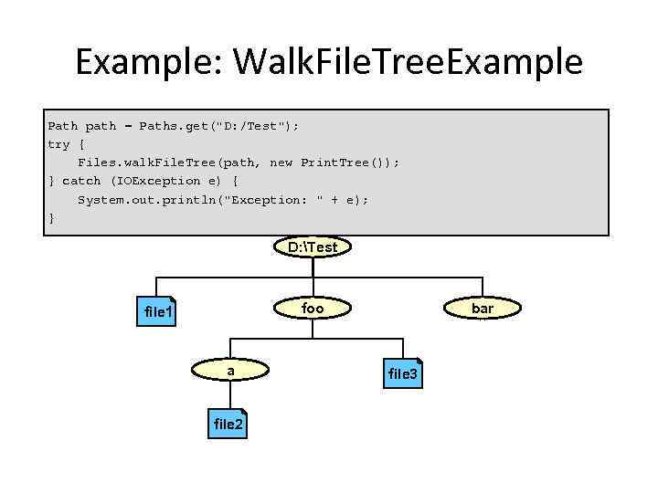 Example: Walk. File. Tree. Example Path path = Paths. get(