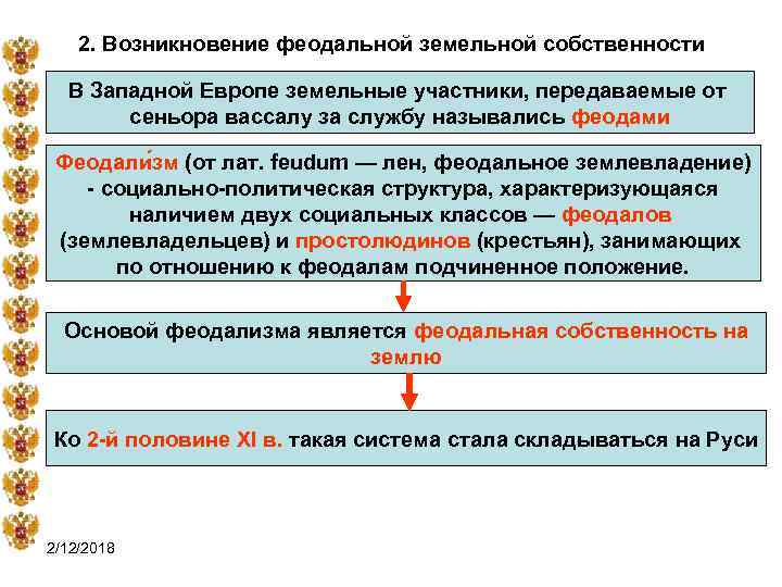 2. Возникновение феодальной земельной собственности В Западной Европе земельные участники, передаваемые от сеньора вассалу