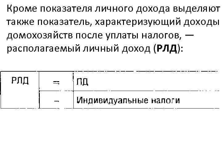 Кроме показателя личного дохода выделяют также показатель, характеризующий доходы домохозяйств после уплаты налогов, —