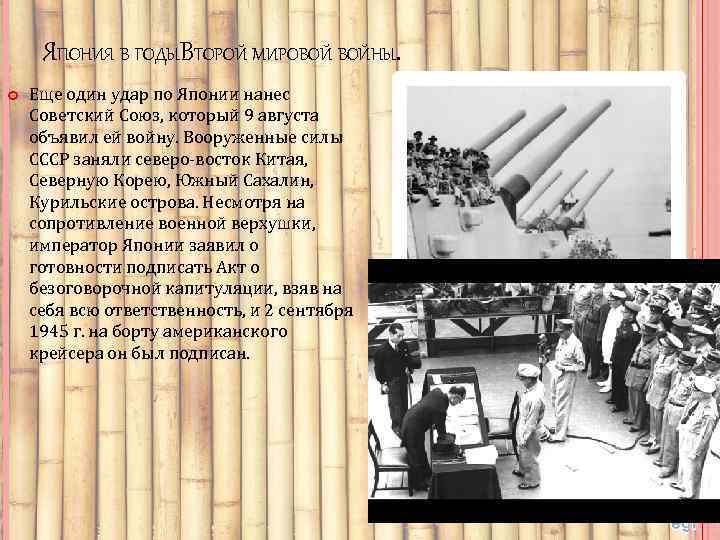 ЯПОНИЯ В ГОДЫВТОРОЙ МИРОВОЙ ВОЙНЫ. Еще один удар по Японии нанес Советский Союз, который