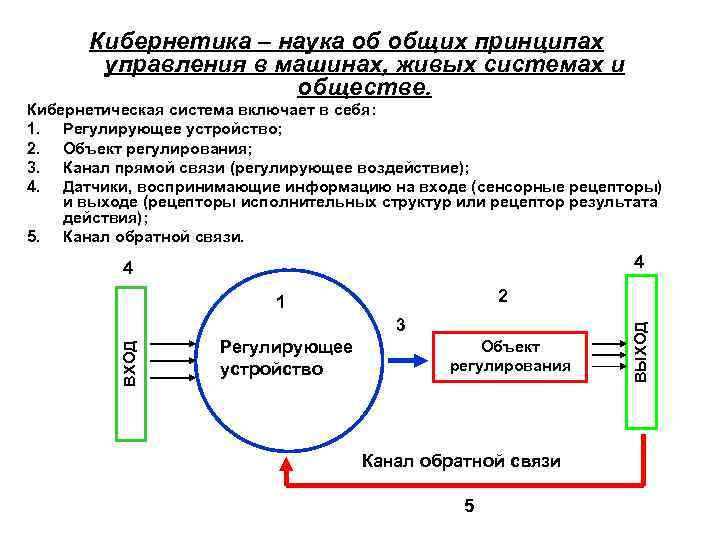 Кибернетика – наука об общих принципах управления в машинах, живых системах и обществе. Кибернетическая