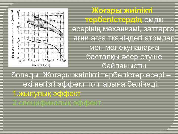 Жоғары жиілікті тербелістердің емдік әсерінің механизмі, заттарға, яғни ағза тканіндегі атомдар мен молекулаларға бастапқы