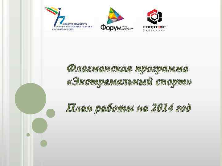 Флагманская программа «Экстремальный спорт» План работы на 2014 год 