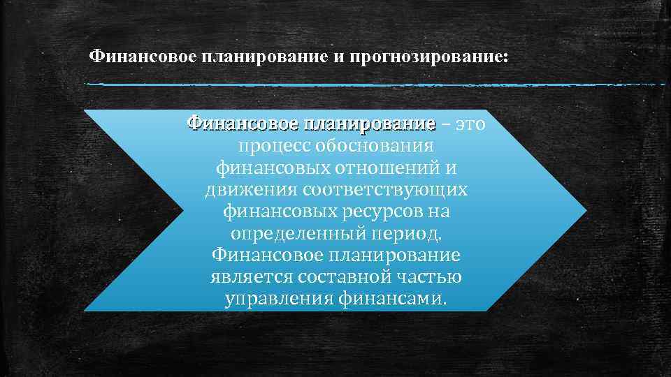 Финансовое планирование и прогнозирование: Финансовое планирование – это Финансовое планирование процесс обоснования финансовых отношений