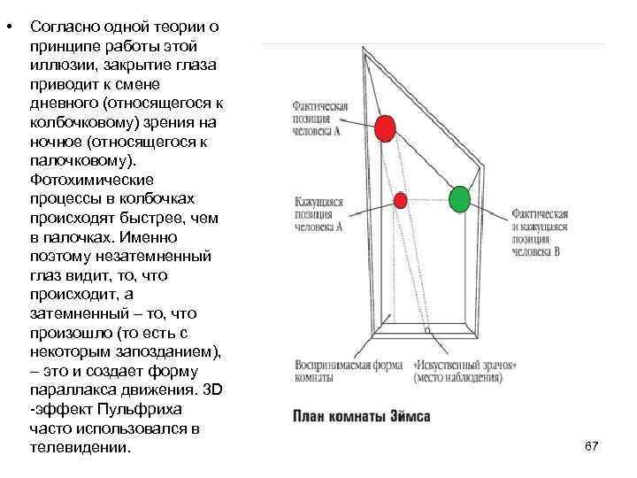  • Согласно одной теории о принципе работы этой иллюзии, закрытие глаза приводит к