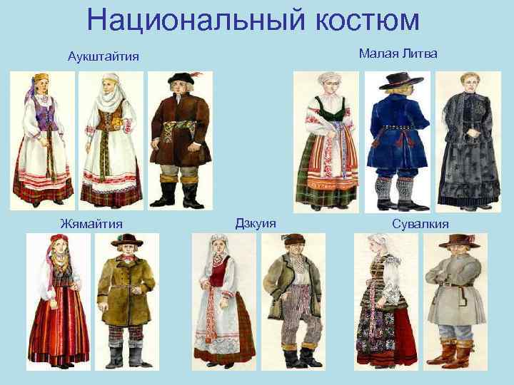 Национальный костюм Малая Литва Аукштайтия Жямайтия Дзкуия Сувалкия 