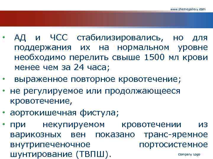 www. themegallery. com • • • АД и ЧСС стабилизировались, но для поддержания их