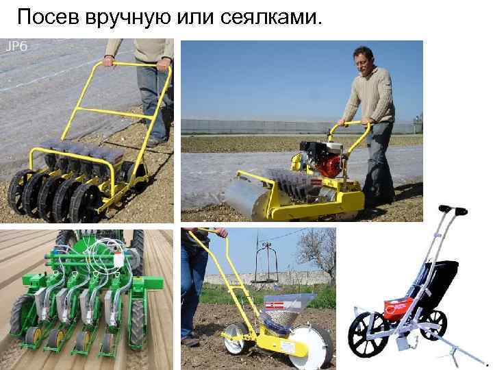 Посев вручную или сеялками. 