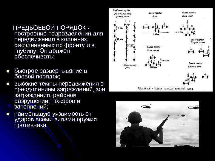  ПРЕДБОЕВОЙ ПОРЯДОК - построение подразделений для передвижения в колоннах, расчлененных по фронту и