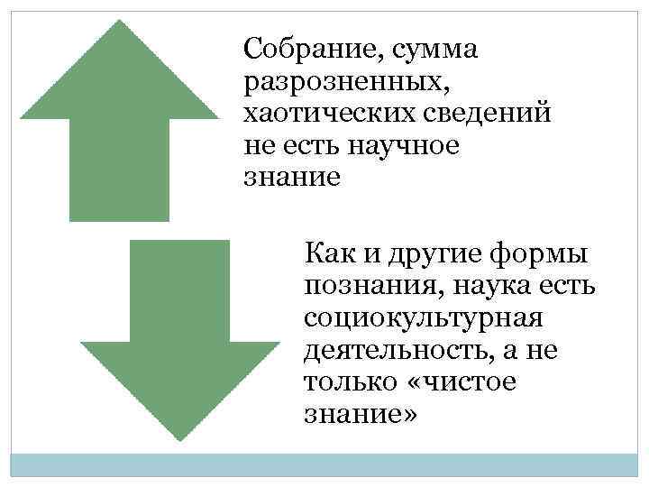 Собрание, сумма разрозненных, хаотических сведений не есть научное знание Как и другие формы познания,