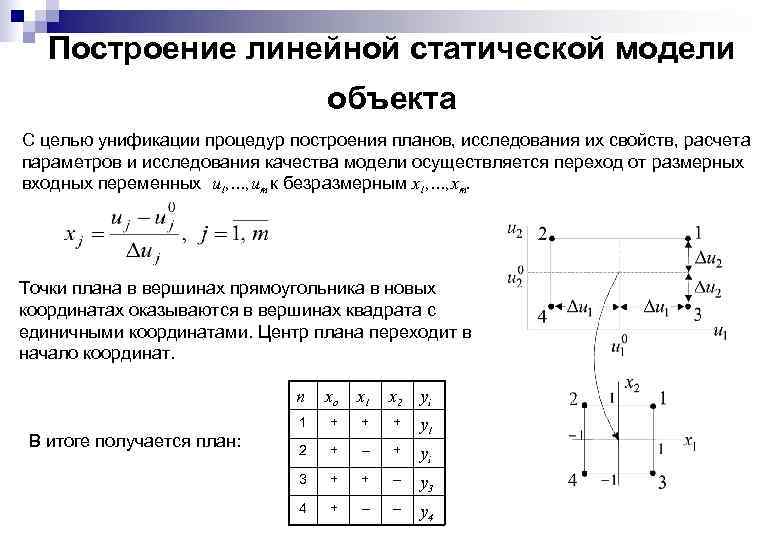 Статические модели. Построение линейной модели. Методы построения линейной модели. Линейное построение. Построение линейных поверхностей.